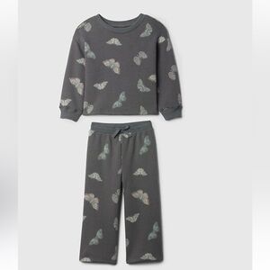 GAP Gray Butterfly Print Kids Matching Set 12-18 Months